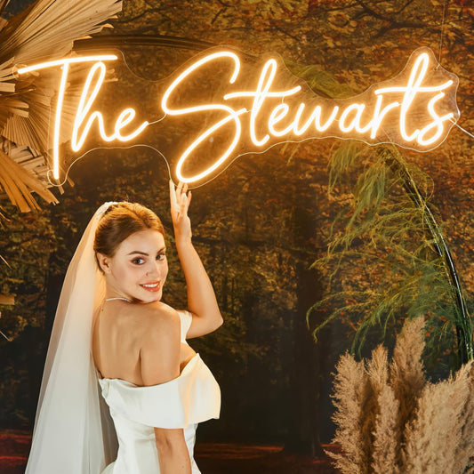 Custom Neon Sign, Neon Sign Customizable Large LED Wedding Neon Name Lights Sign, Custom Neon Signs Personalized for Wedding Anniversary, Neon Light Up Sign for Christmas Party Gift Sign