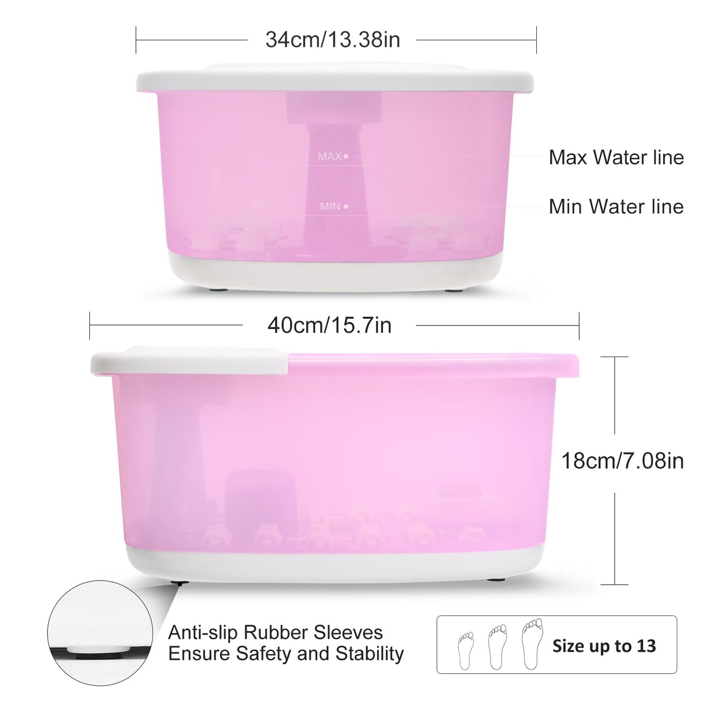 Foot Spa Bath Massager with Heat Bubbles and Vibration Massage and Jets, 16 OZ Calming Lavender Foot Soak Epsom Salt, MoodRelish Foot Soaker with Red Light, 22 Massage Rollers, Adjustable Temp - Black