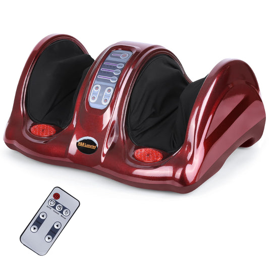 H&B Luxuries Shiatsu Foot Massager Machine with Remote Controller, Kneading and Rolling Home Massagers for Feet, Ankle, Calf, Leg, Ideally for Men, Women, Father, Mom Parents and The Elderly, Red