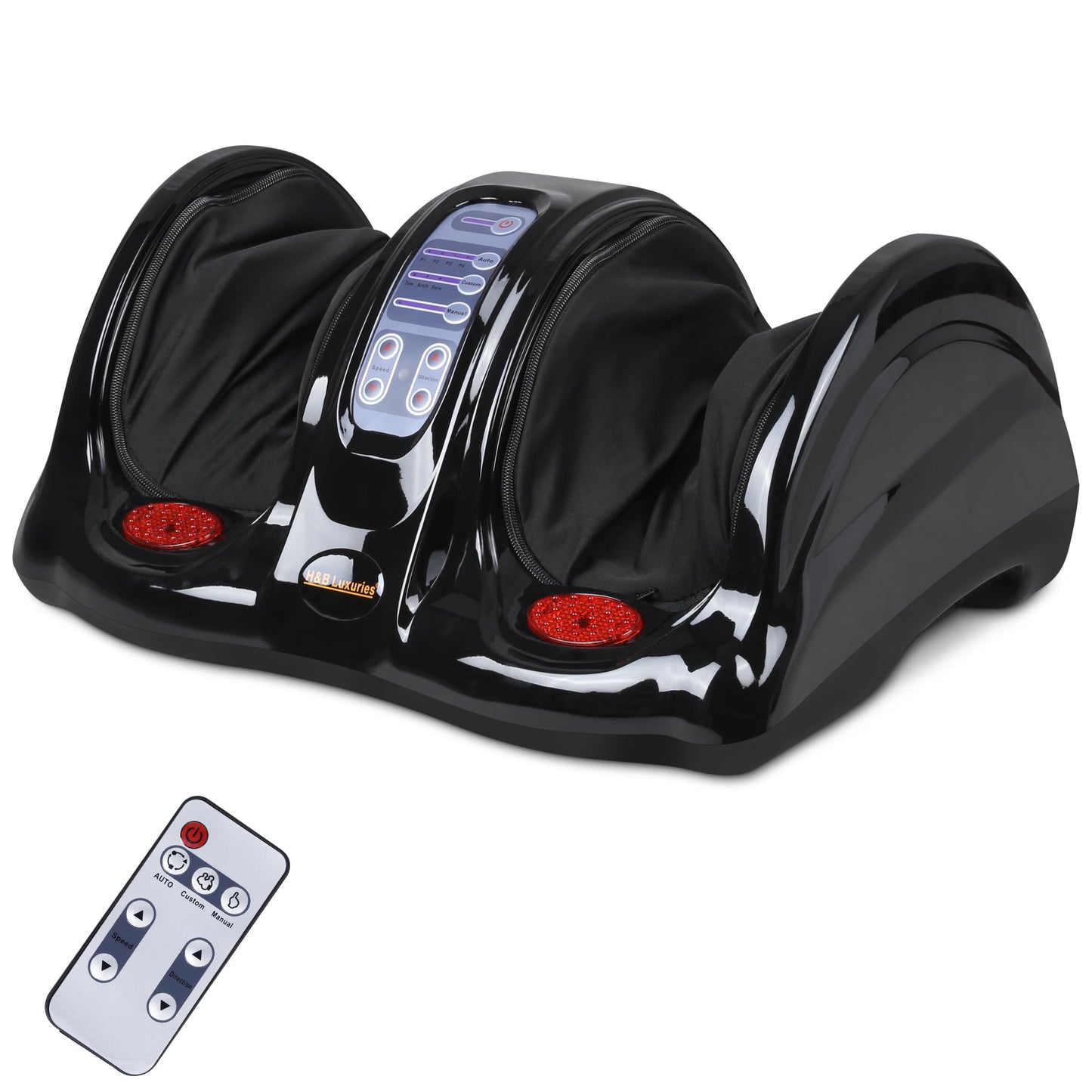H&B Luxuries Shiatsu Foot Massager Machine with Remote Controller, Kneading and Rolling Home Massagers for Feet, Ankle, Calf, Leg, Ideally for Men, Women, Father, Mom Parents and The Elderly, Red