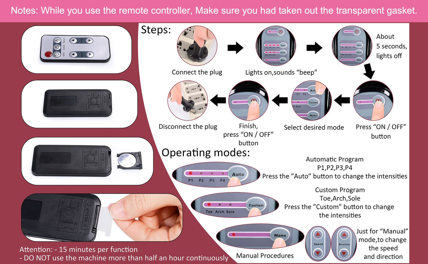 H&B Luxuries Shiatsu Foot Massager Machine with Remote Controller, Kneading and Rolling Home Massagers for Feet, Ankle, Calf, Leg, Ideally for Men, Women, Father, Mom Parents and The Elderly, Red
