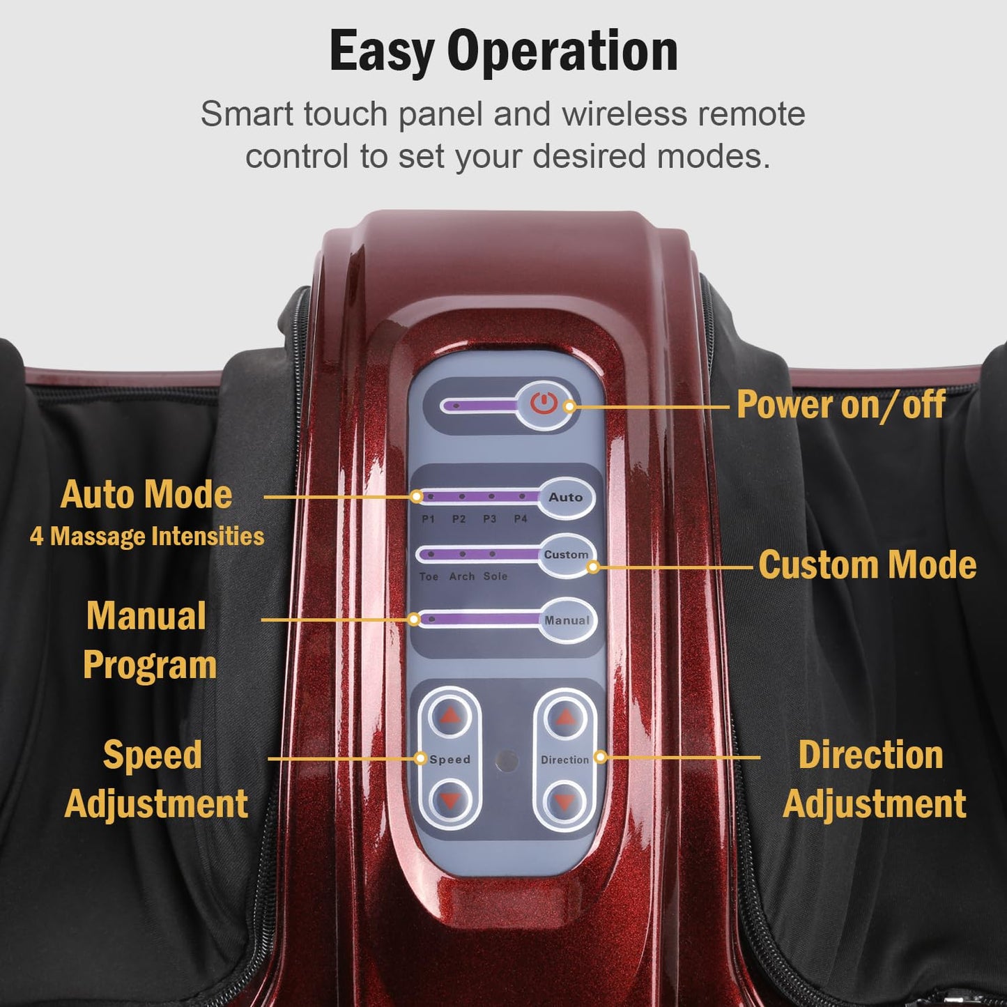 H&B Luxuries Shiatsu Foot Massager Machine with Remote Controller, Kneading and Rolling Home Massagers for Feet, Ankle, Calf, Leg, Ideally for Men, Women, Father, Mom Parents and The Elderly, Red