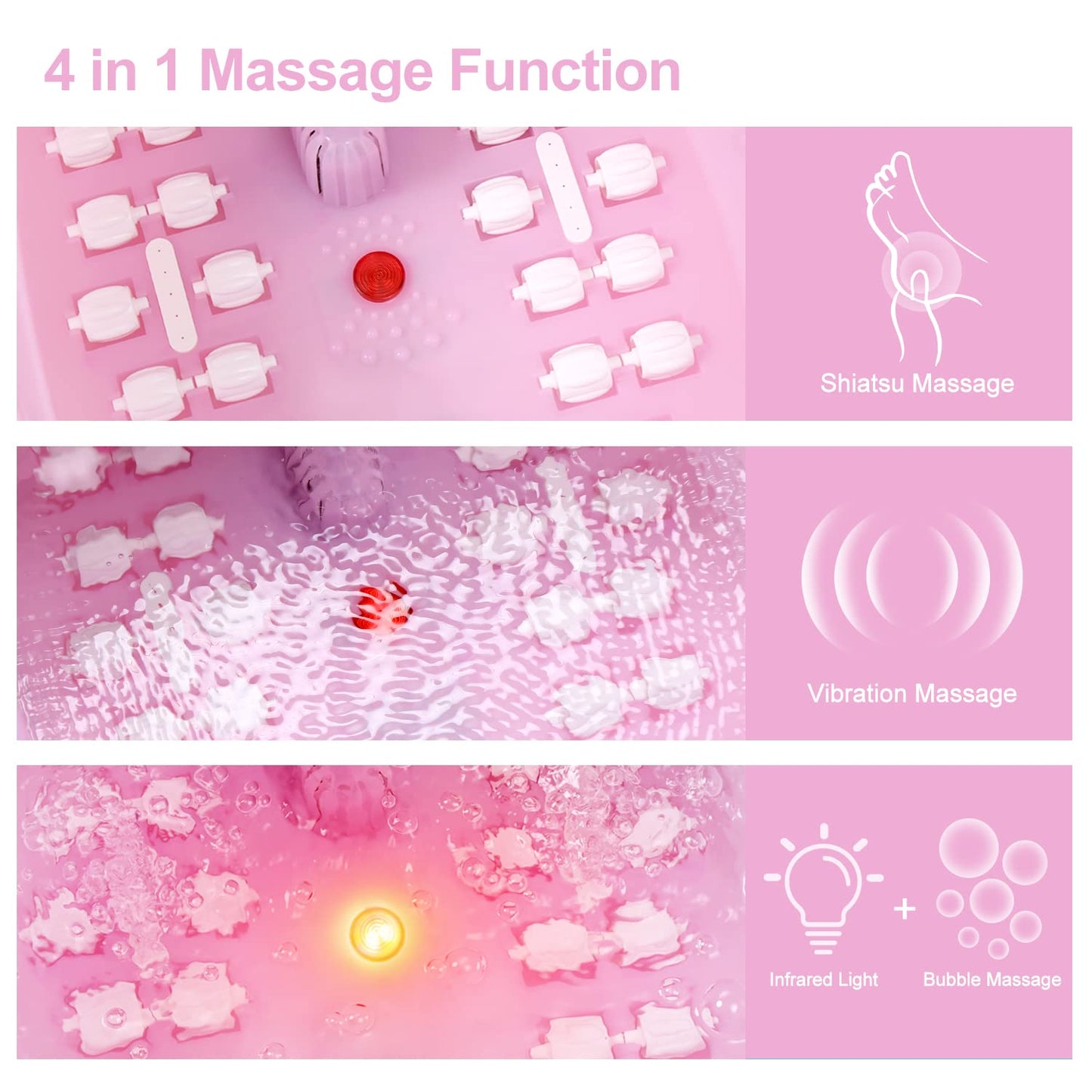 Foot Spa Bath Massager with Heat Bubbles and Vibration Massage and Jets, 16 OZ Calming Lavender Foot Soak Epsom Salt, MoodRelish Foot Soaker with Red Light, 22 Massage Rollers, Adjustable Temp - Black
