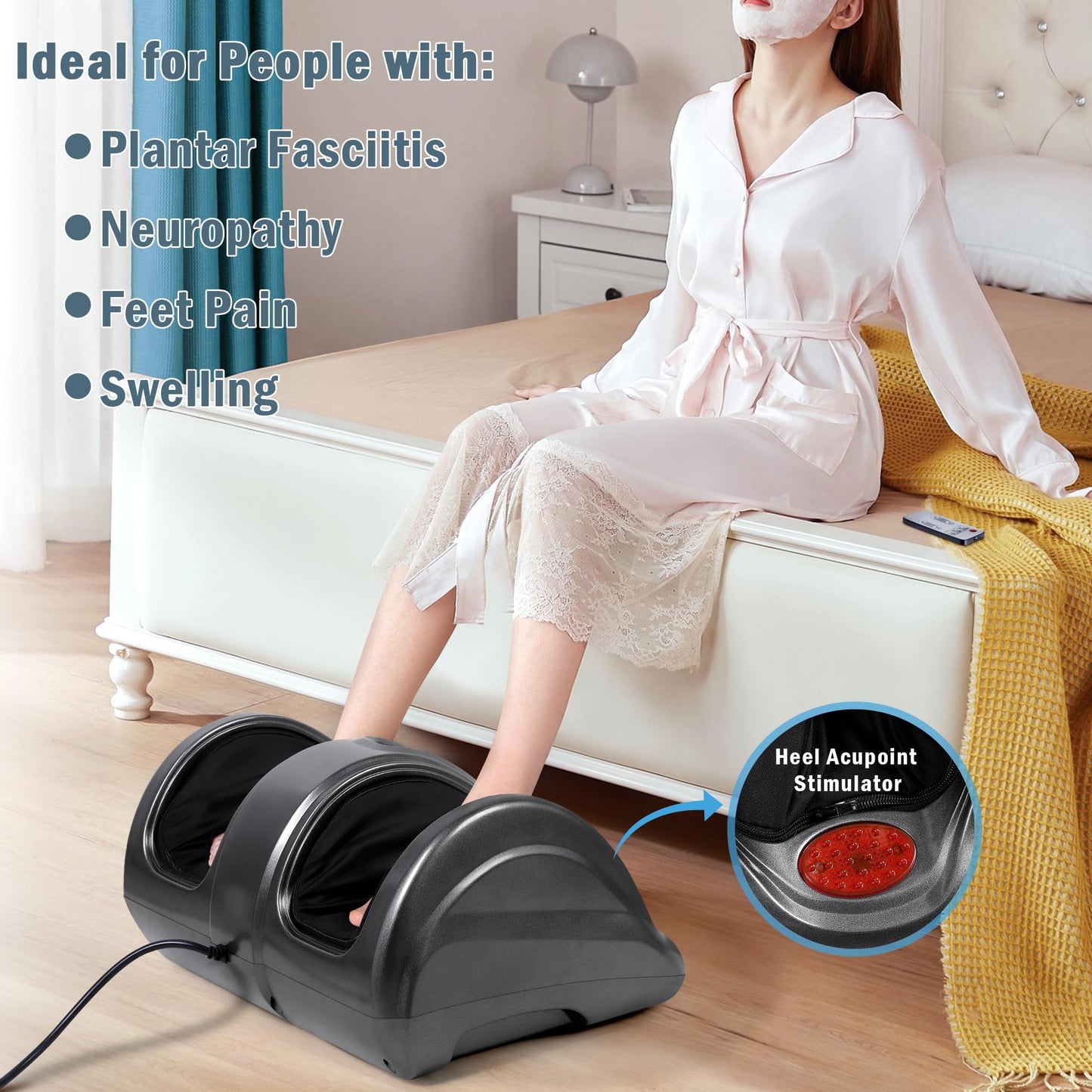 H&B Luxuries Shiatsu Foot Massager Machine with Remote Controller, Kneading and Rolling Home Massagers for Feet, Ankle, Calf, Leg, Ideally for Men, Women, Father, Mom Parents and The Elderly, Red