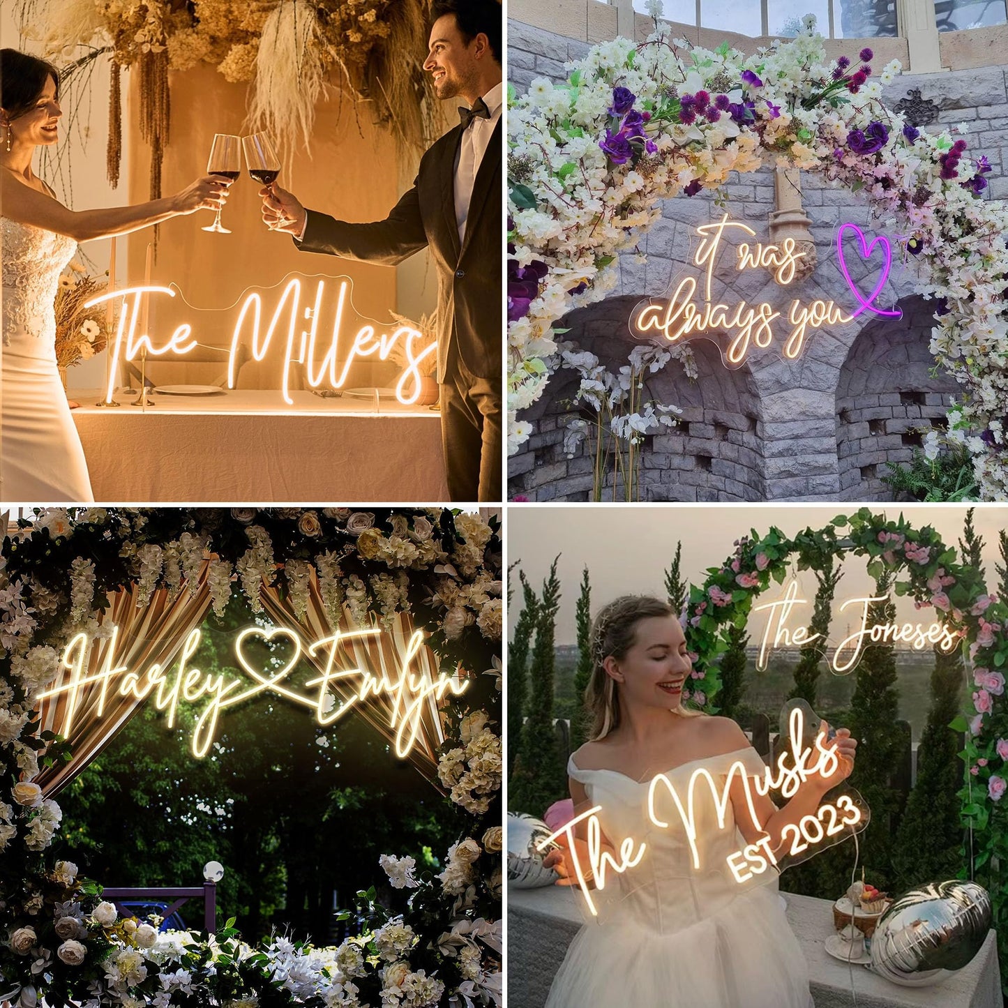 Custom Neon Sign, Neon Sign Customizable Large LED Wedding Neon Name Lights Sign, Custom Neon Signs Personalized for Wedding Anniversary, Neon Light Up Sign for Christmas Party Gift Sign